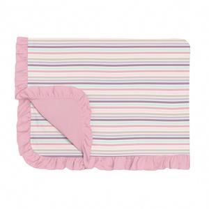 NEW KICKEE ruffle toddler blanket in ice cream stripe